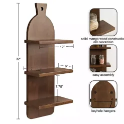 Brown Wood Board Tiered Wall Shelf