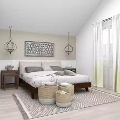 Brown Wood Carved Floral Nesting Tables, Set of 2