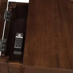 Brown Wood Charging Traditional Accent Table