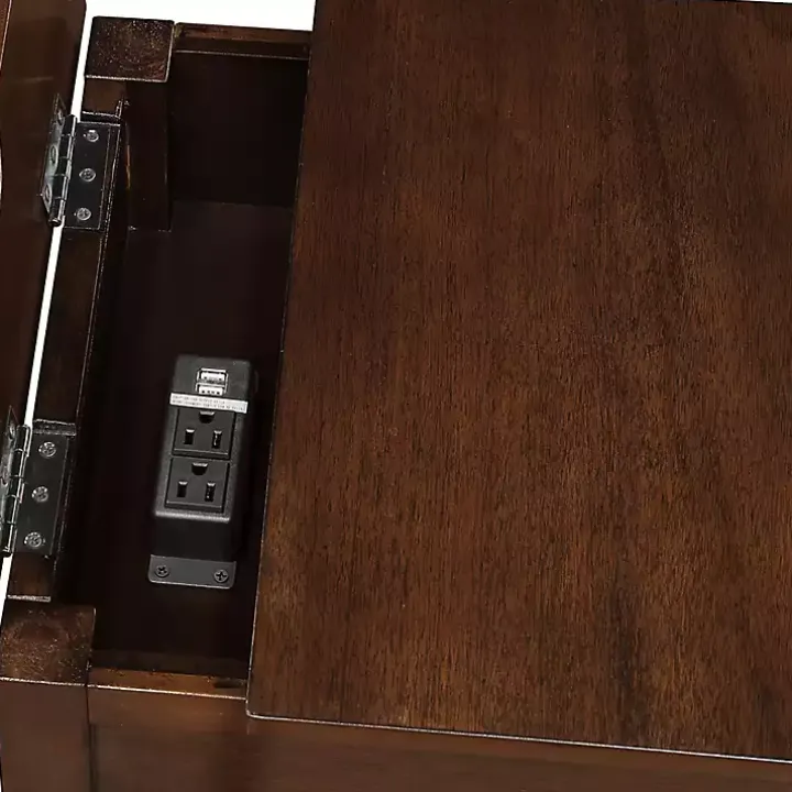 Brown Wood Charging Traditional Accent Table