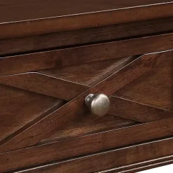 Brown Wood Charging Traditional Accent Table