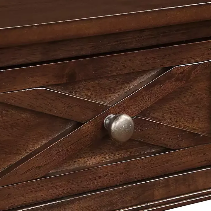 Brown Wood Charging Traditional Accent Table