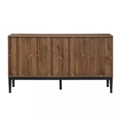Brown Wood Chevron 4-Door Sideboard