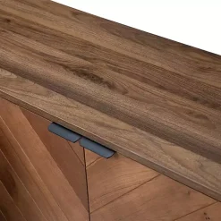 Brown Wood Chevron 4-Door Sideboard