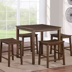 Brown Wood Counter Stool 5-pc. Dining Set