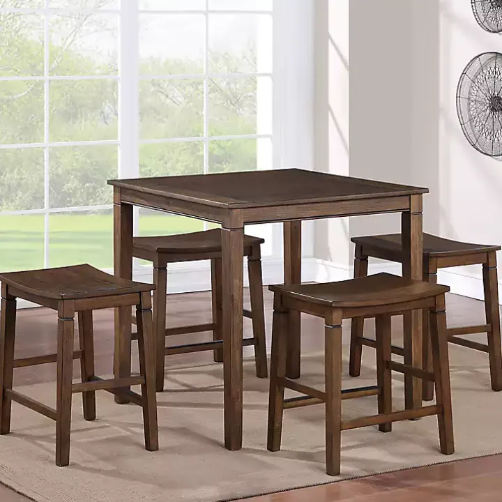 Brown Wood Counter Stool 5-pc. Dining Set