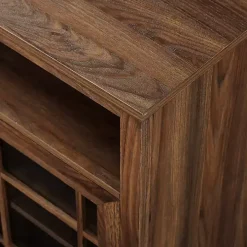 Brown Wood 2-Door LED Fireplace Cabinet