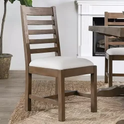 Brown Wood Farmhouse Dining Chairs, Set of 2