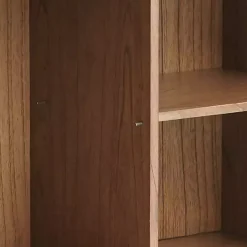 Brown Wood Frame Metal Base 2-Door Cabinet