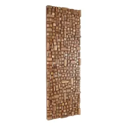 Brown Wood Geometric Block Wall Plaque, 16x48 in.