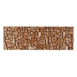 Brown Wood Geometric Block Wall Plaque, 36x12 in.