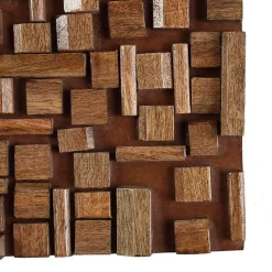 Brown Wood Geometric Block Wall Plaque, 36x12 in.