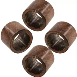 Brown Wood Napkin Rings, Set of 4