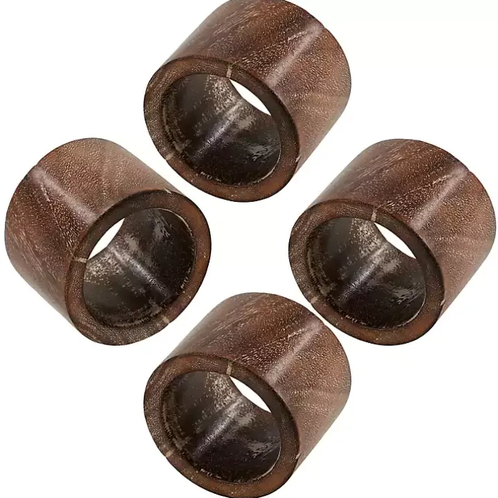 Brown Wood Napkin Rings, Set of 4
