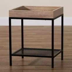 Brown Wood Raised Edge Side Table