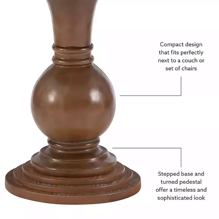 Brown Wood Round Base Side Table