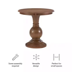 Brown Wood Round Base Side Table