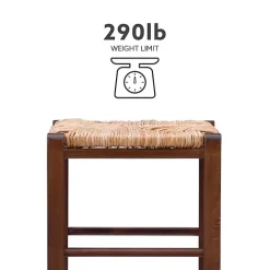 Brown Wood Seagrass Backless 2-pc. Bar Stool Set