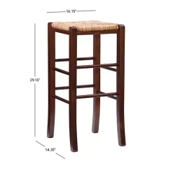 Brown Wood Seagrass Backless 2-pc. Bar Stool Set