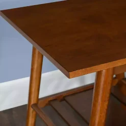 Brown Wood Slatted Bottom Shelf Coffee Table