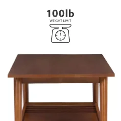 Brown Wood Slatted Bottom Shelf Coffee Table