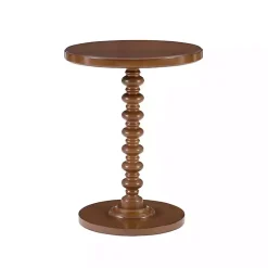 Brown Wood Spindle Side Table