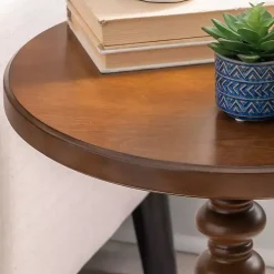 Brown Wood Spindle Side Table