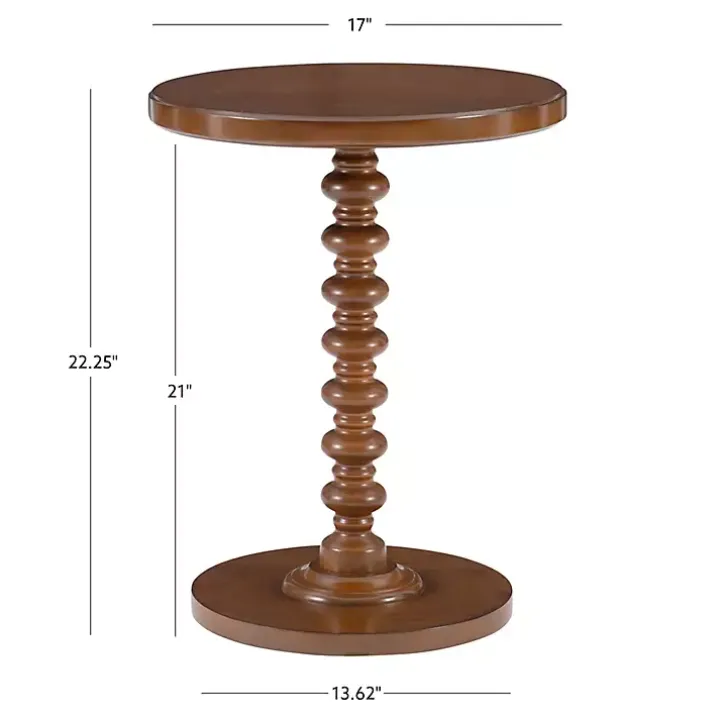 Brown Wood Spindle Side Table