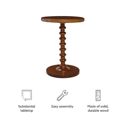 Brown Wood Spindle Side Table