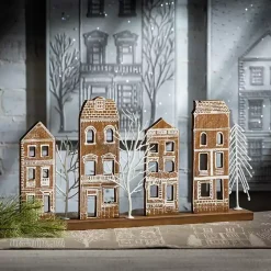 Brown Wood Tabletop Christmas Village