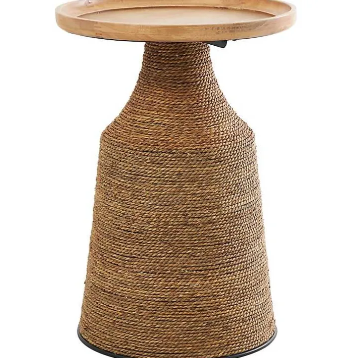 Brown Wood Wrapped Accent Table