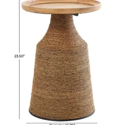 Brown Wood Wrapped Accent Table