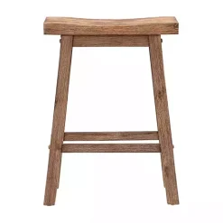 Brown Wooden Saddle Seat Counter Stool