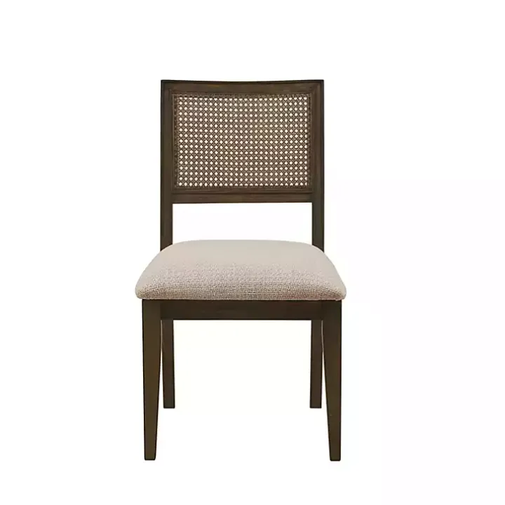Brown Woven Back Dining Chairs, Set of 2