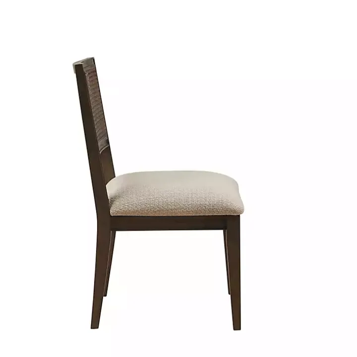 Brown Woven Back Dining Chairs, Set of 2