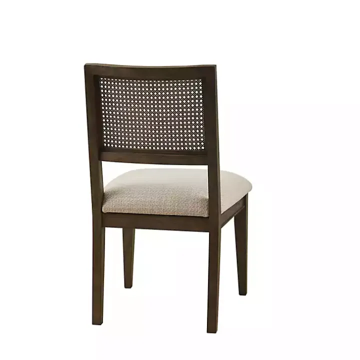 Brown Woven Back Dining Chairs, Set of 2