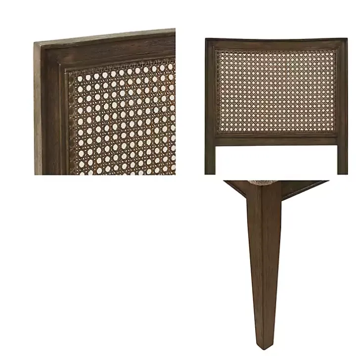 Brown Woven Back Dining Chairs, Set of 2