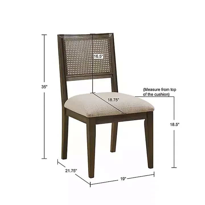 Brown Woven Back Dining Chairs, Set of 2