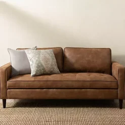 Brown Wyatt Faux Leather Sofa