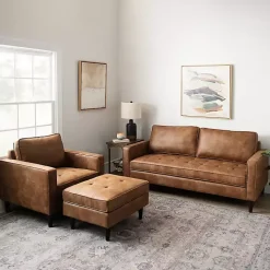 Brown Wyatt Faux Leather Sofa