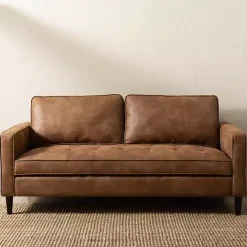 Brown Wyatt Faux Leather Sofa