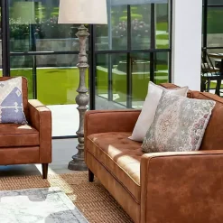 Brown Wyatt Faux Leather Sofa