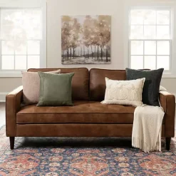 Brown Wyatt Faux Leather Sofa