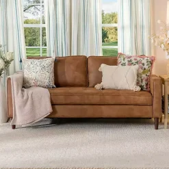 Brown Wyatt Faux Leather Sofa