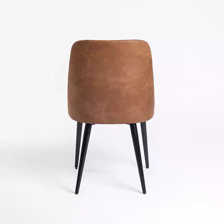 Brown Wyatt Faux Leather Dining Chairs, Set of 2