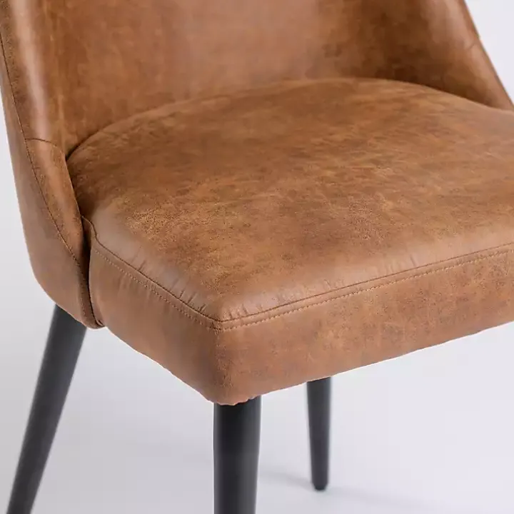 Brown Wyatt Faux Leather Dining Chairs, Set of 2