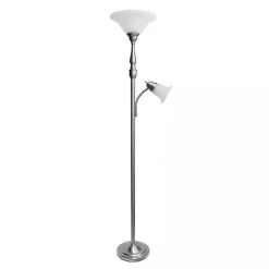 Brushed Nickel Base Marble Glass Shade Floor Lamp