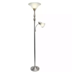 Brushed Nickel Base Marble Glass Shade Floor Lamp