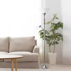 Brushed Nickel Base Marble Glass Shade Floor Lamp