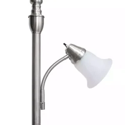 Brushed Nickel Base Marble Glass Shade Floor Lamp